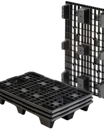 Palet de plástico one way-encajable. REP 1200x800 9PIES PERFORADO. Pallet negro